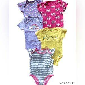 6-12 Month Girls Short Sleeve Diaper Shirt/Onesie Bundle